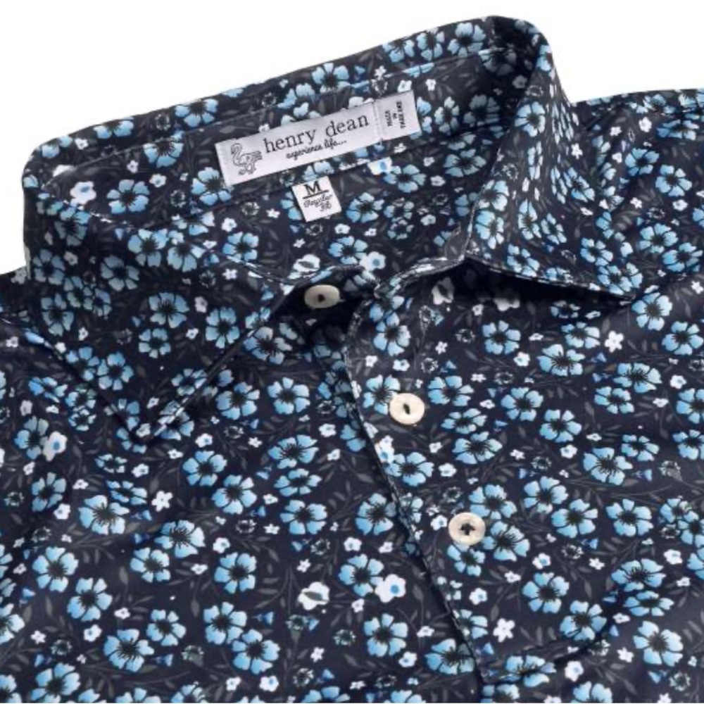 Navy Floral Polo Shirt‎